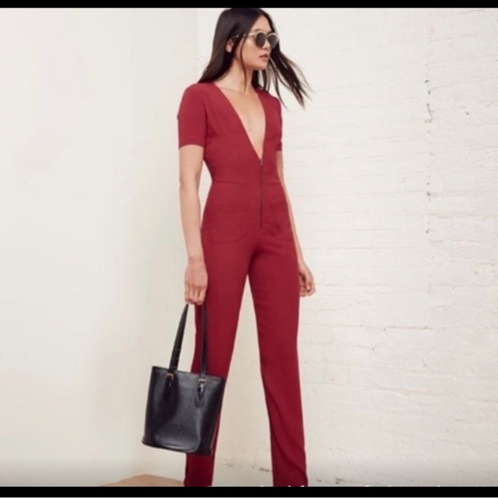 Red reformation jumpsuit